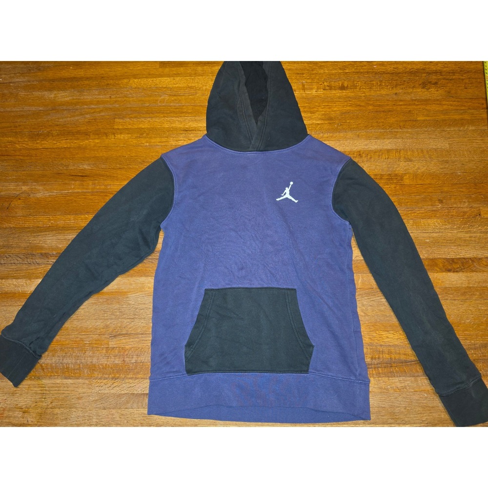 Vtg Y2K Jordan Kids LG 12-13Y Purple Black Colorblock Jumpman Pullover Hoodie